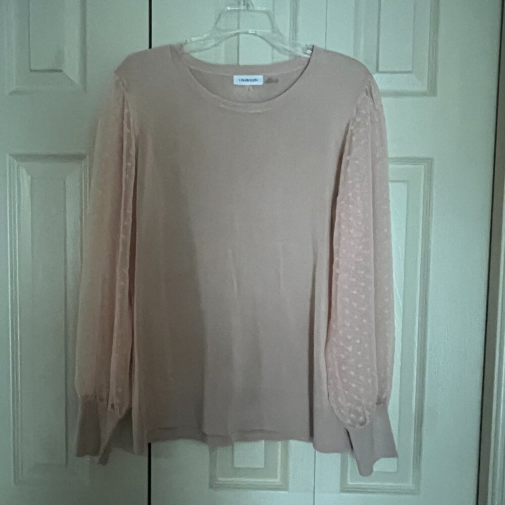 Calvin Klein Pink Top with Lace Sleeves